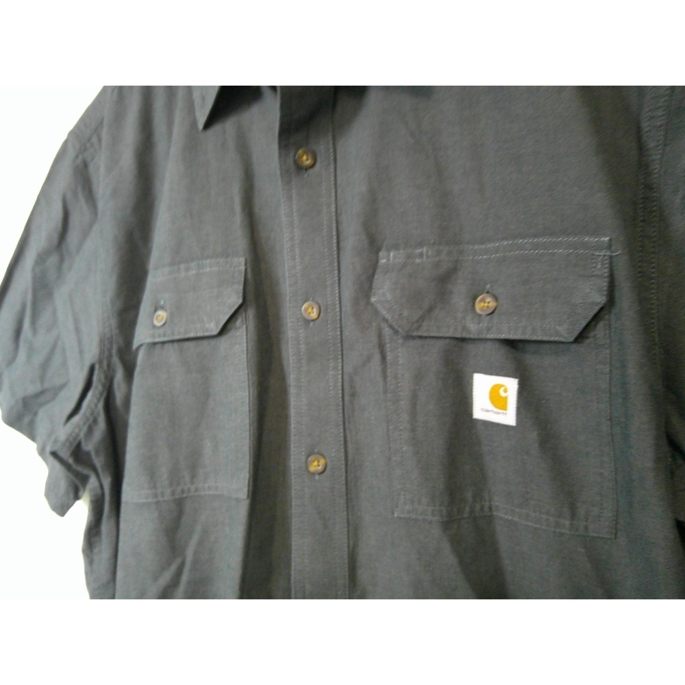 Carhartt Button Down Shirt Mens XL Black Loose‎ Fit Short Sleeve 104369 BKC Work - Picture 9 of 13